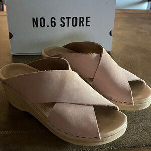 No. 6 Frida Wedge Clog Pink Sand Nubuck Size 37 US size 7